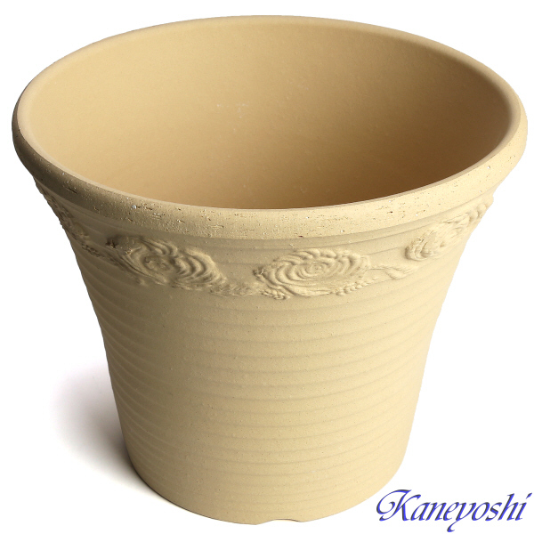 植木鉢 おしゃれ 安い 陶器 サイズ 23cm DLローズ 薔薇 7号 白焼 受皿付 室内 屋外 白 色_画像3