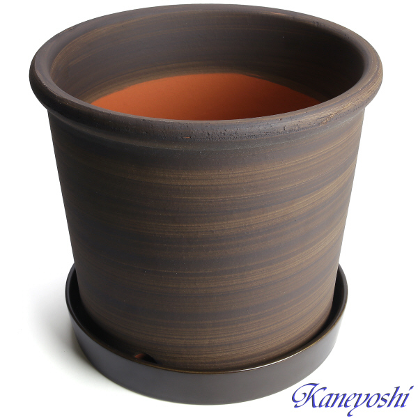  plant pot stylish cheap ceramics size 24.5cm S pot 8 number Brown . plate attaching interior outdoors tea color 