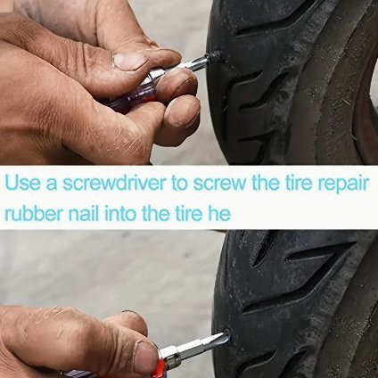パンク修理 泡注入タイプだけでは漏れ出します タイヤパンク修理キット クイック修理ゴムネジ チューブ　大小各３個　計６個セット　ー