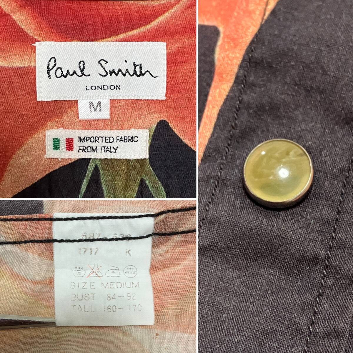 Paul Smith LONDON 薔薇 花柄 半袖 シャツ メンズ Mサイズ 日本製 ポールスミス ローズ ボタニカル フローラル 柄シャツ 4040216_画像3