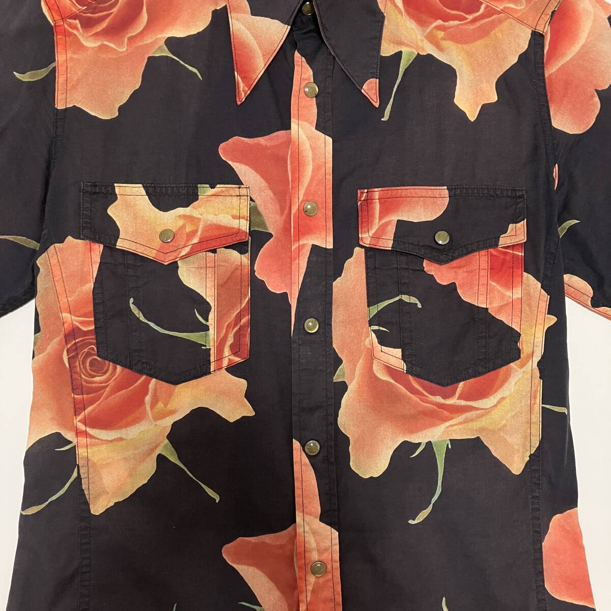 Paul Smith LONDON 薔薇 花柄 半袖 シャツ メンズ Mサイズ 日本製 ポールスミス ローズ ボタニカル フローラル 柄シャツ 4040216_画像7