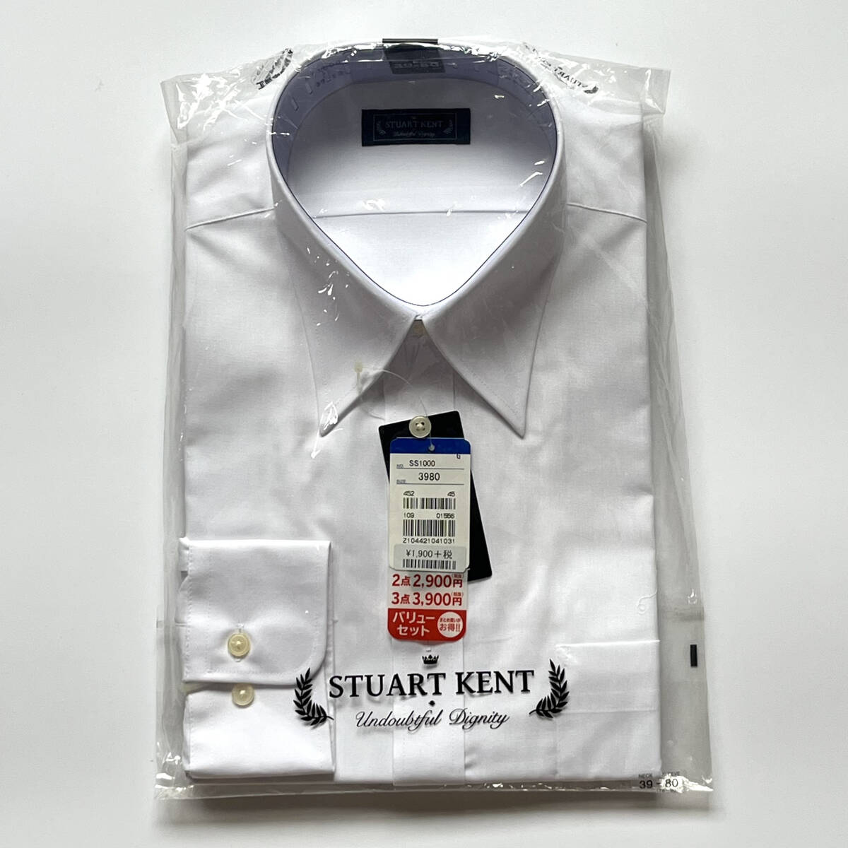 【STUART KENT*レギュラーカラースタンダードワイシャツ*形態安定加工*首回り３９ｃｍ裄丈８０ｃｍ*スーパーイージーアイロンワイシャツ】_画像1