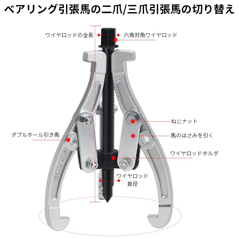 【特価商品】【AAGWW】歯車ペンチ ベアリング工具 分解器 自動車修理用工具 工具 3つの爪 複数サイズ 炭素鋼素材 高硬度（デ_画像6