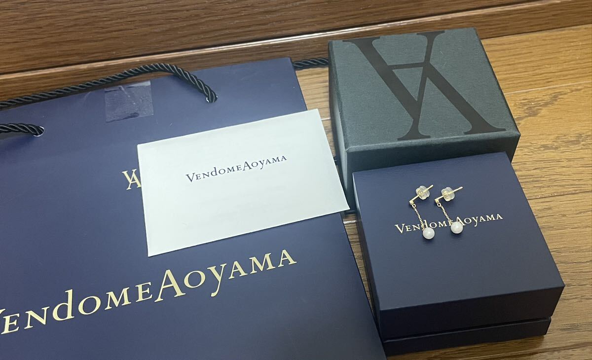 ★人気【VENDOME AOYAMA 】K18ダイヤ＆パールピアス★百貨店★_画像2