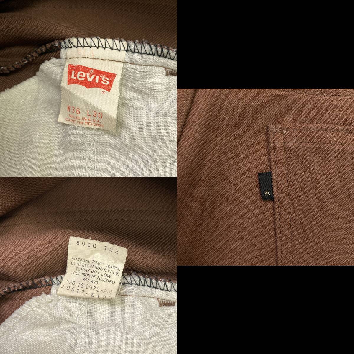 【90s USA製 W36】Levi's リーバイス 517 10517 6127 STA-PREST スタプレスト パンツ ブラウン 茶 L30_画像5