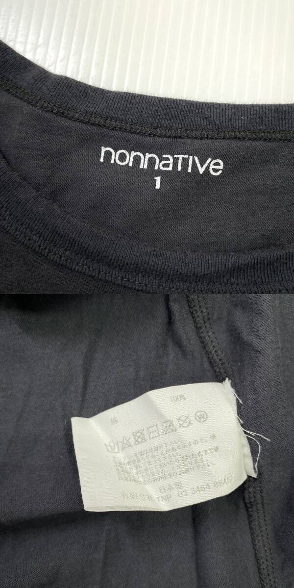 nonnative ノンネイティブ TNP TV TEE 半袖Tシャツ 1 チャコールグレー ロゴ 刺繍 ワンポイントの画像5