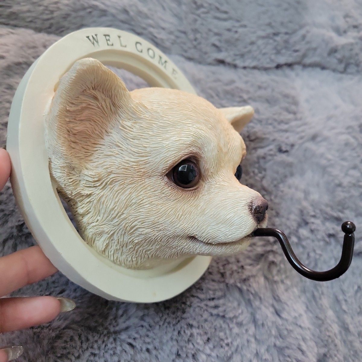 新品 犬 チワワ WELCOME フック ウェルカム 壁掛けフック 物掛け オブジェ 飾り ペット 動物   置物