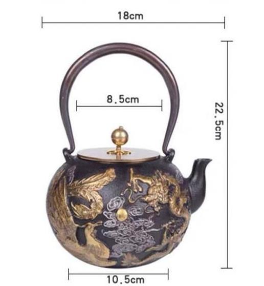 南部鉄器 1.3L茶壺 手彫り鉄壺 鉄やかん 鉄分補給 未塗装鉄器 茶道具の画像7