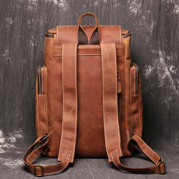  original leather rucksack men's leather backpack retro rucksack outdoor 14 -inch PC correspondence commuting going to school casual combined use ti bag 