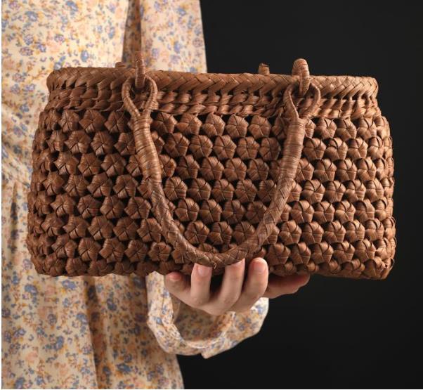  worker handmade superior article . mountain .. wistaria . basket bag hand-knitted mountain ... bag basket cane basket handbag 