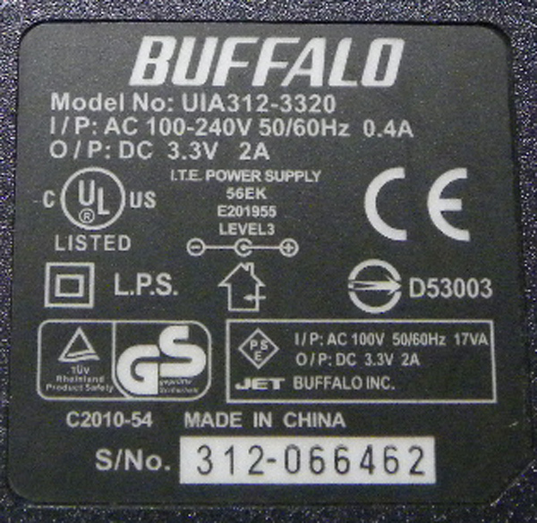 BUFFALO　UIA312-3320　DC3.3V2A　■388-02_画像2