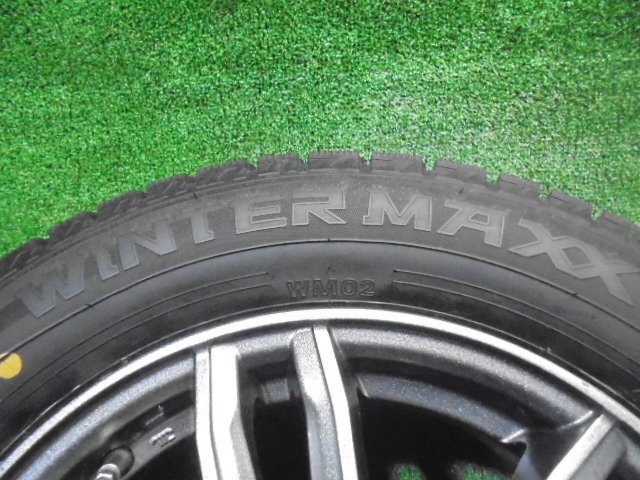 5FA625AB12) 送料無料 2021年製 195/65R15 ダンロップ ウインターマックスWM02 スタッドレスタイヤ+15インチホイール4本セット 30プリウス_画像3