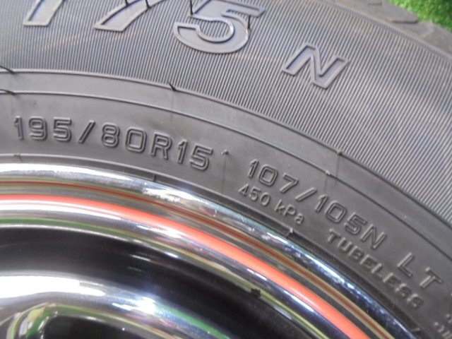 5EO531AB15 ) 送料無料 2021年製 195/80R15 107/105N LT ダンロップ SP175N 夏タイヤ+15インチアルミホイール4本セット　ハイエースに_画像4