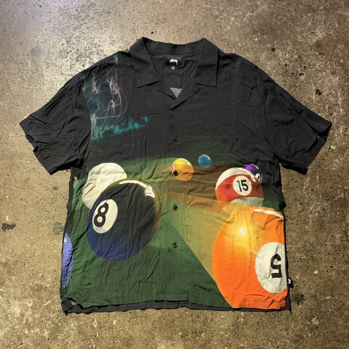 STUSSY 20SS Pool Hall Shirt レーヨンシャツ ビリヤード 8ボール ステューシー 半袖シャツ_画像1