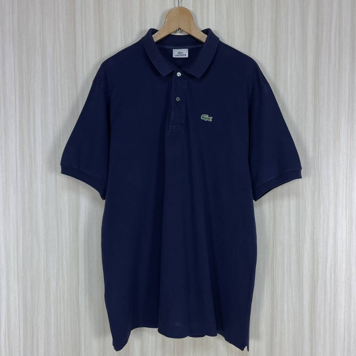 ☆入手困難☆人気カラー☆王道クラシカル☆オールドシルエット☆LACOSTE ラコステ ワニ 鹿の子 半袖ポロシャツ サイズ6 濃紺 ネイビー 古着_画像2