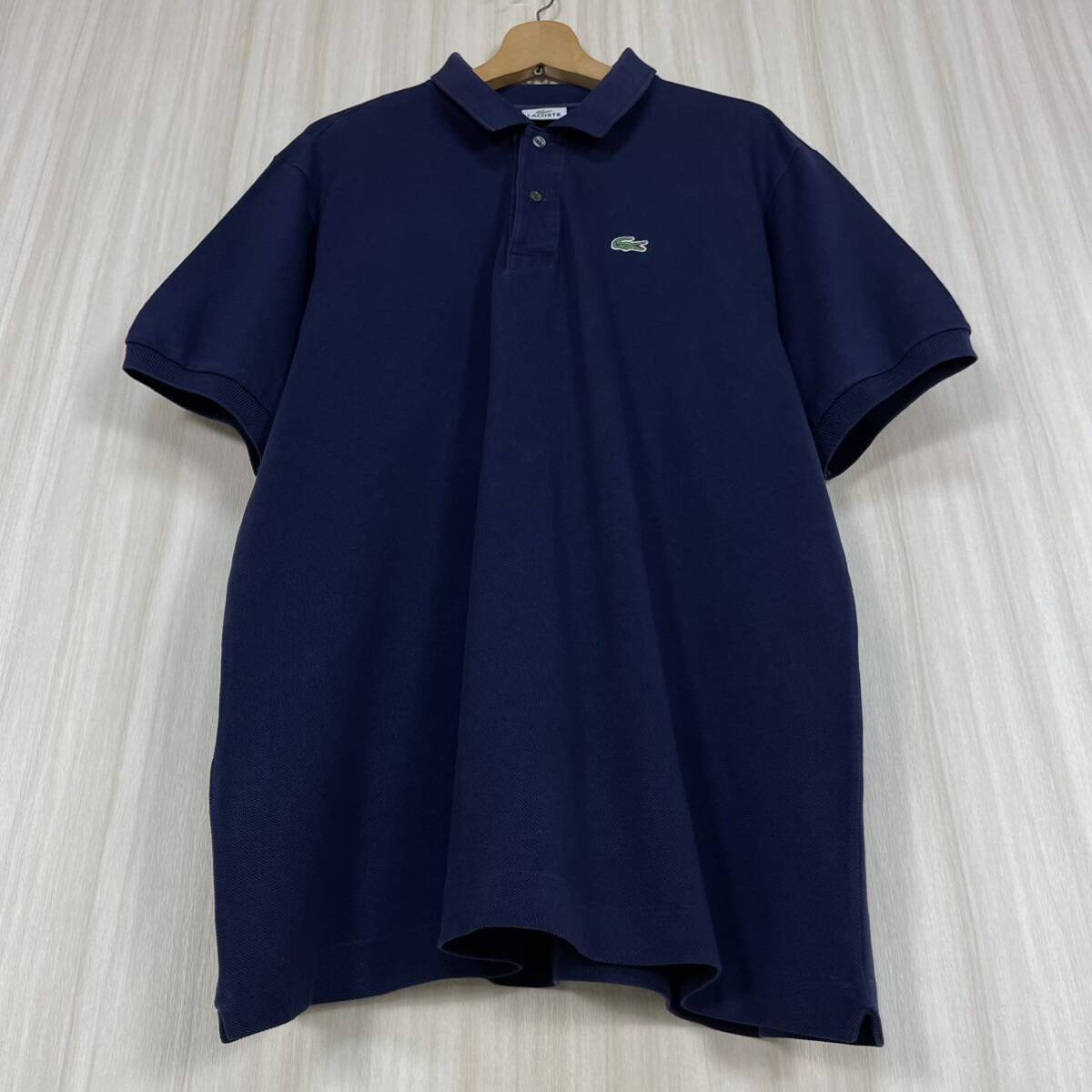 ☆入手困難☆人気カラー☆王道クラシカル☆オールドシルエット☆LACOSTE ラコステ ワニ 鹿の子 半袖ポロシャツ サイズ6 濃紺 ネイビー 古着_画像5