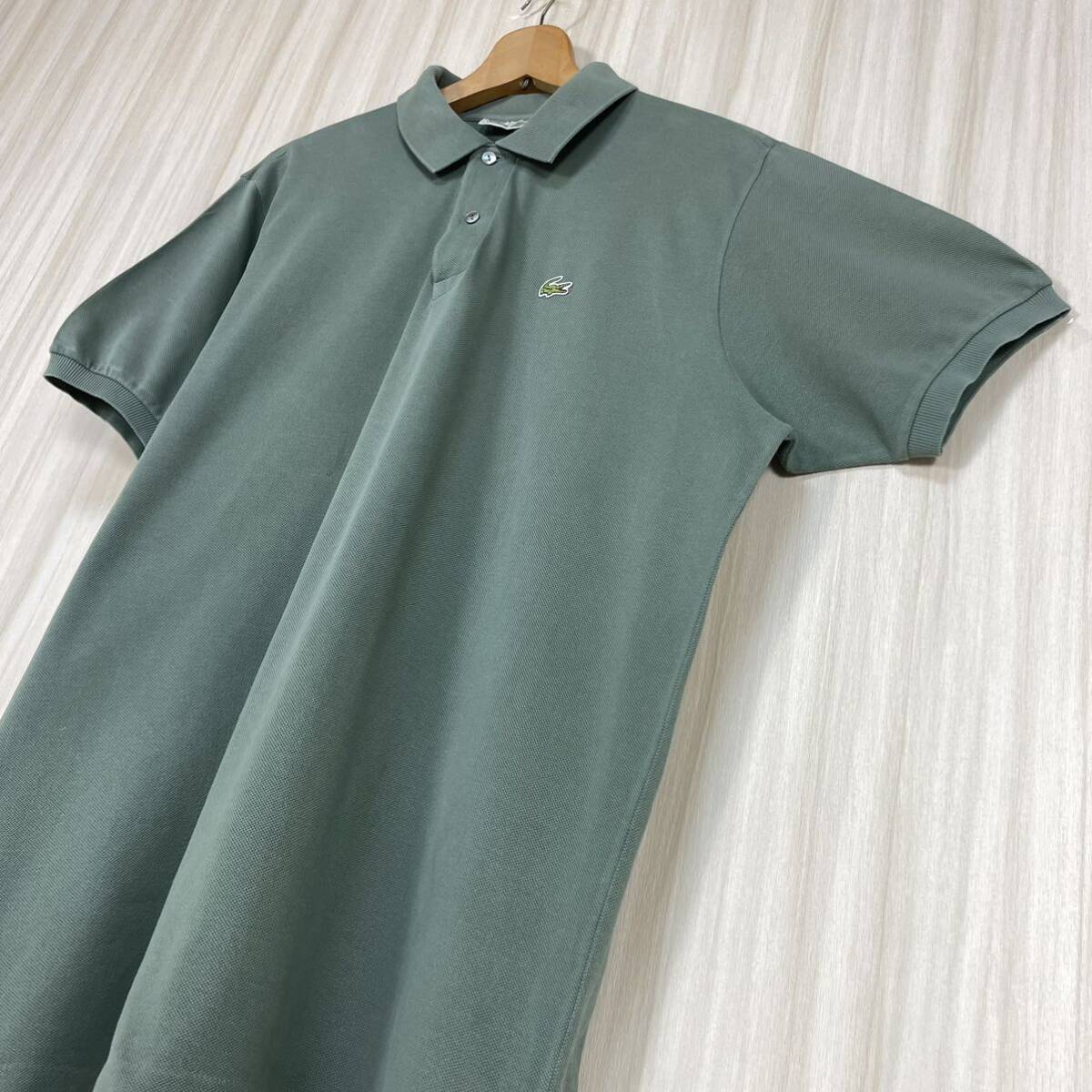 ☆入手困難☆フランス製☆フレラコ☆希少カラー☆サイズ7☆LACOSTE フレンチ ワニ ラコステ 鹿の子 半袖ポロ セージグリーン 2XL 古着