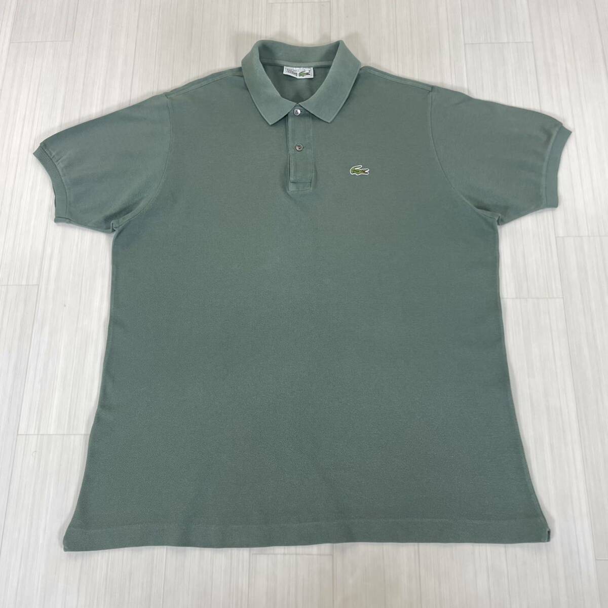 ☆入手困難☆フランス製☆フレラコ☆希少カラー☆サイズ7☆LACOSTE フレンチ ワニ ラコステ 鹿の子 半袖ポロ セージグリーン 2XL 古着