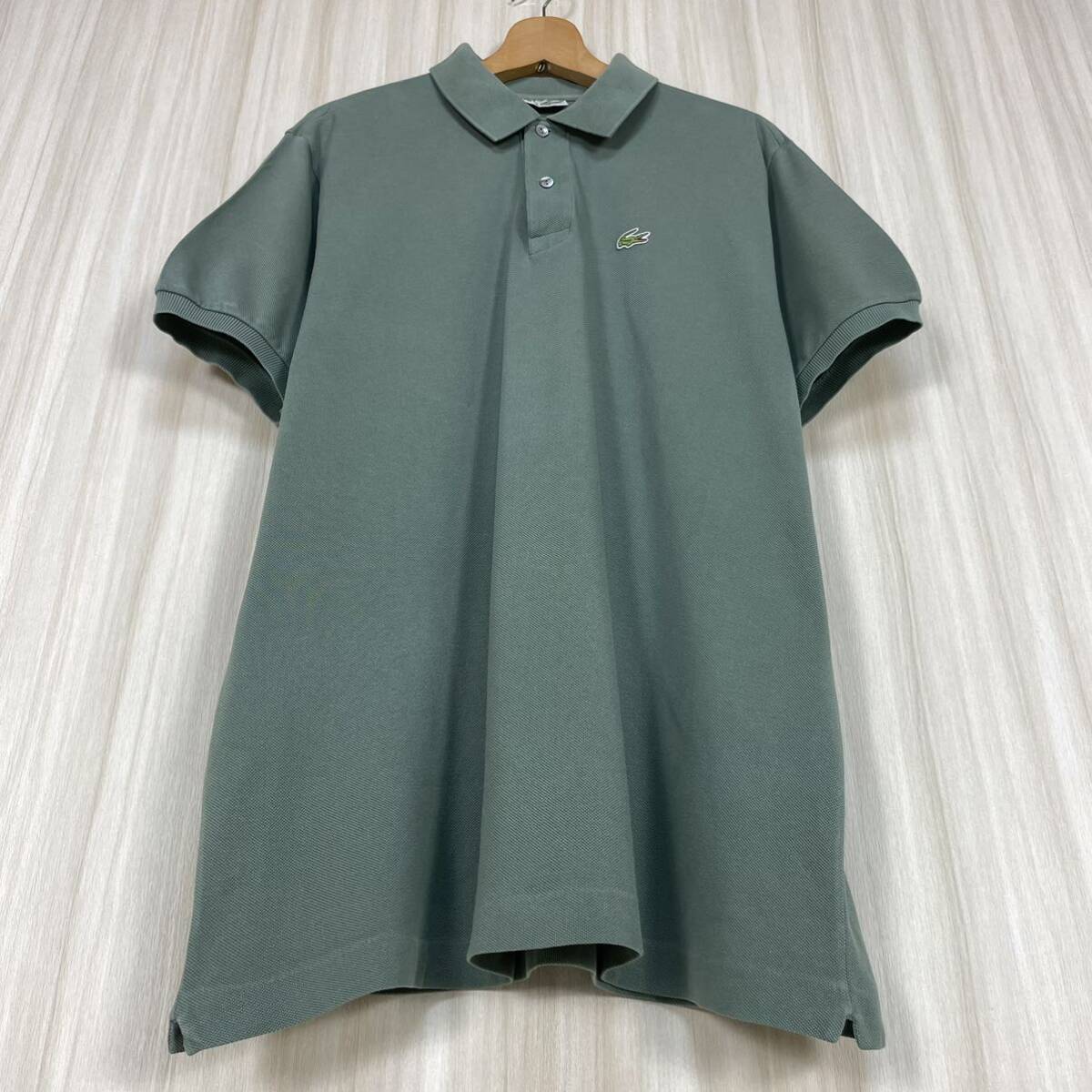 ☆入手困難☆フランス製☆フレラコ☆希少カラー☆サイズ7☆LACOSTE フレンチ ワニ ラコステ 鹿の子 半袖ポロ セージグリーン 2XL 古着