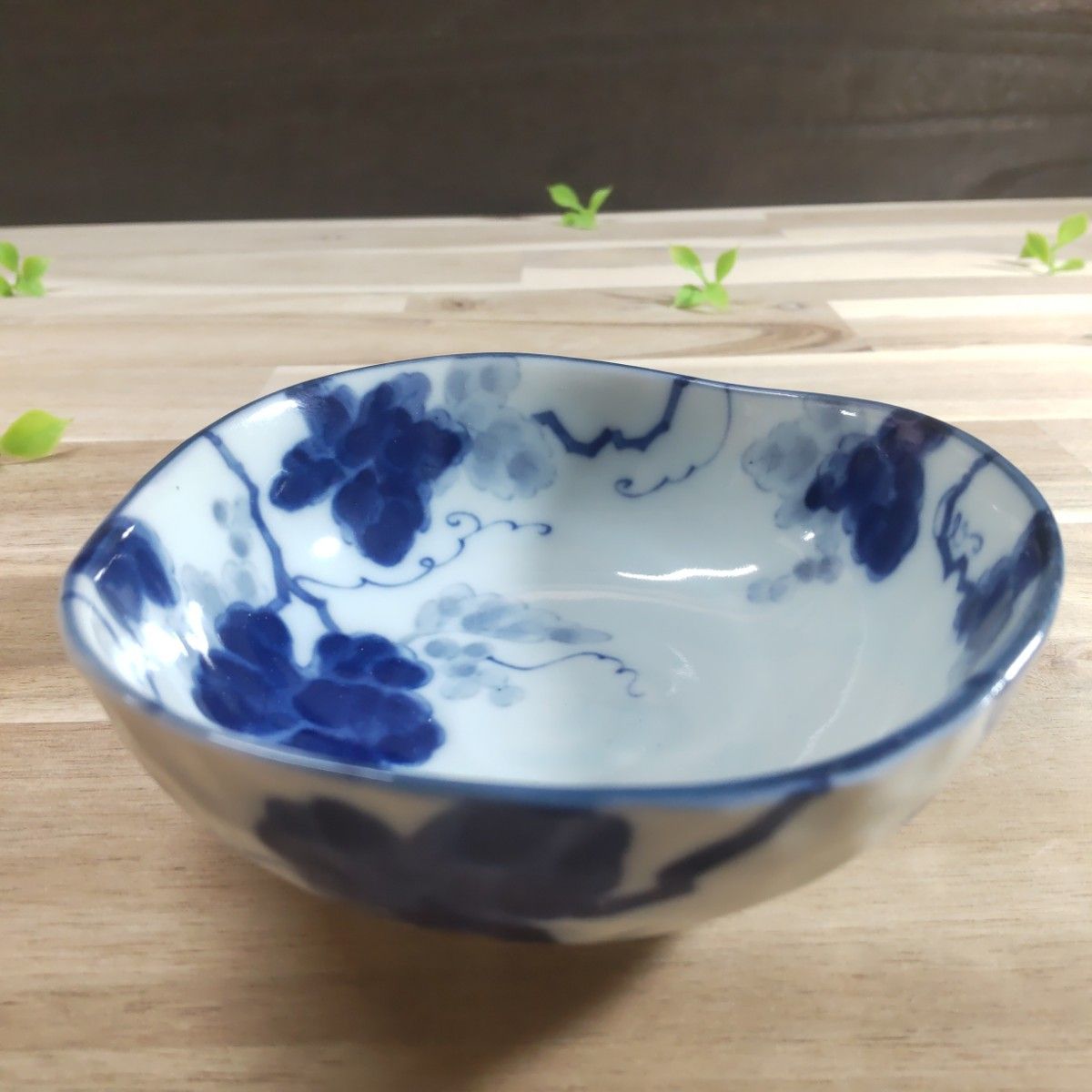美濃焼/藍染軽量ぶどう柄小鉢 5個組