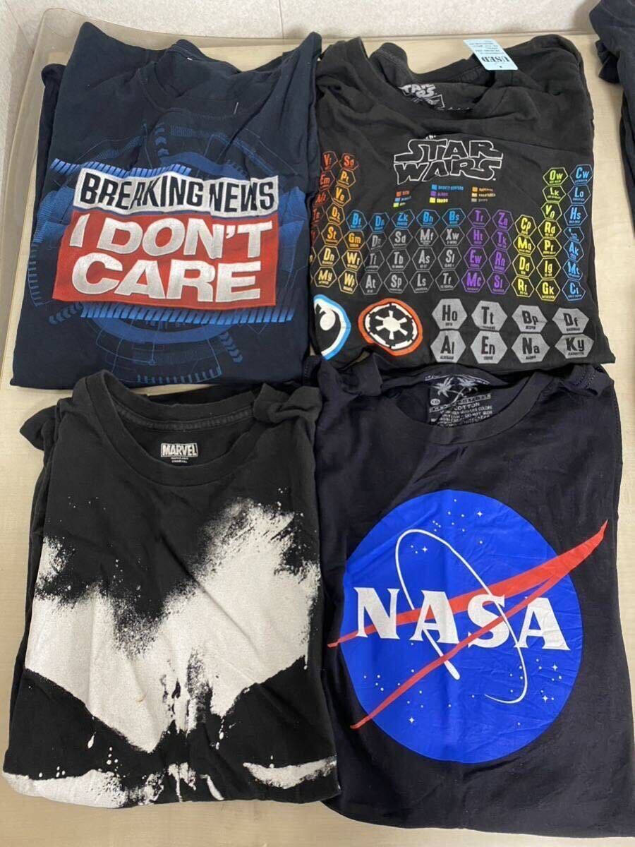 古着 まとめ売り プリント 半袖Tシャツ 12枚 メンズ XL 2XL 他 ブラック系 MARVEL STARWARS NASA キャラクター 現状品 訳あり品 E3Nの画像3