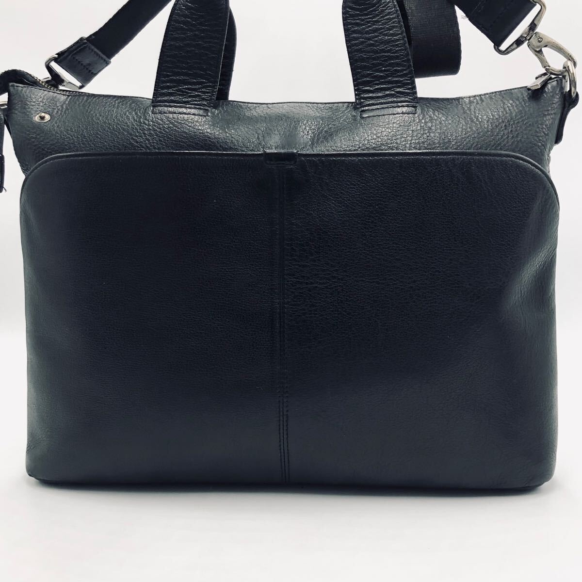 1円~[極美品] BURBERRY BLACK LABEL バーバリー 2way メンズ ビジネスバッグ ブリーフケース 斜め掛け オールレザー シボ革 A4+PC収納可 黒_画像3