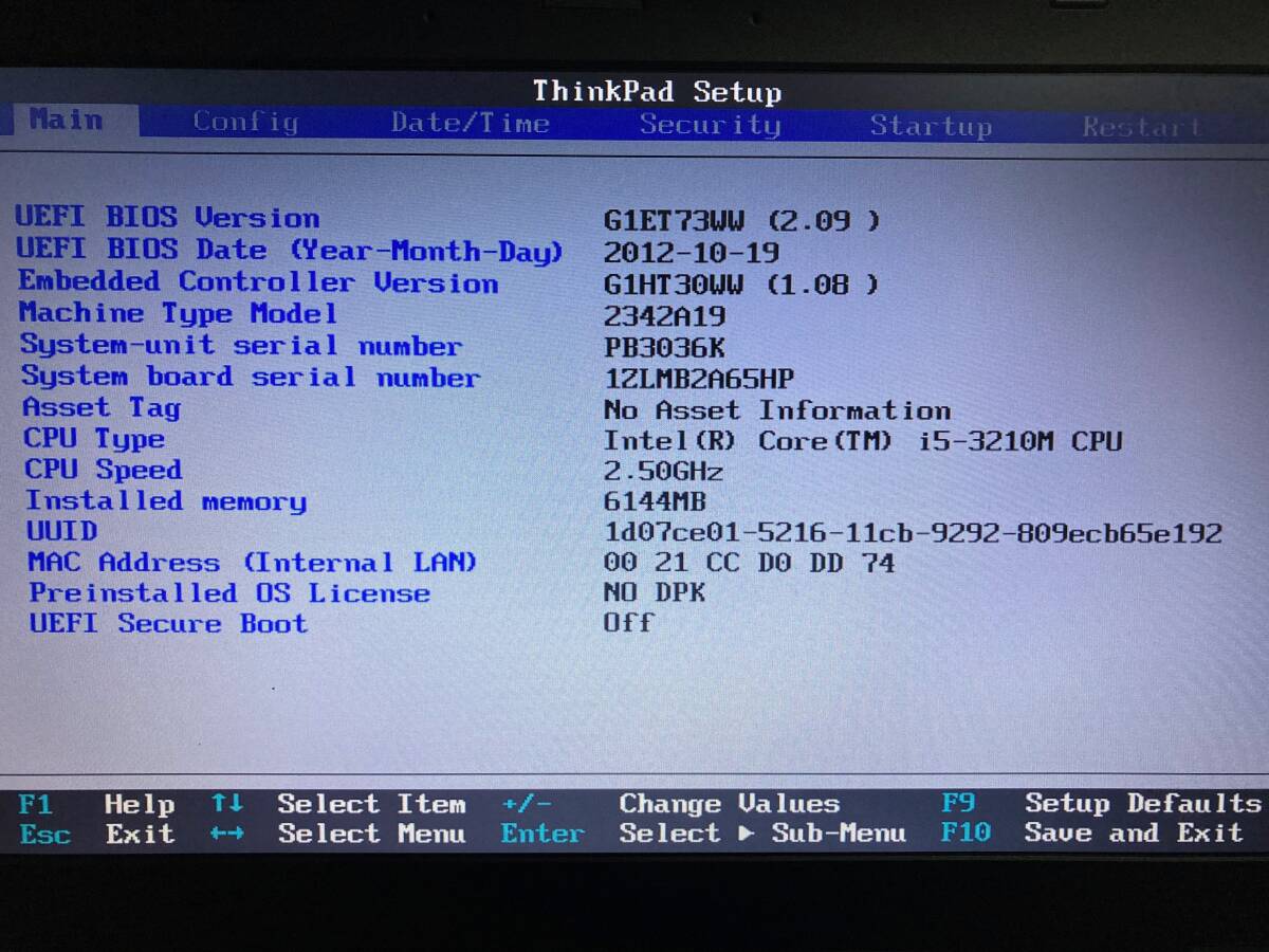 ThinkPad T430 /i5-3210M/4GB/HDD不良 パーツ欠品あり AC付属 Lenovo ジャンクの画像2