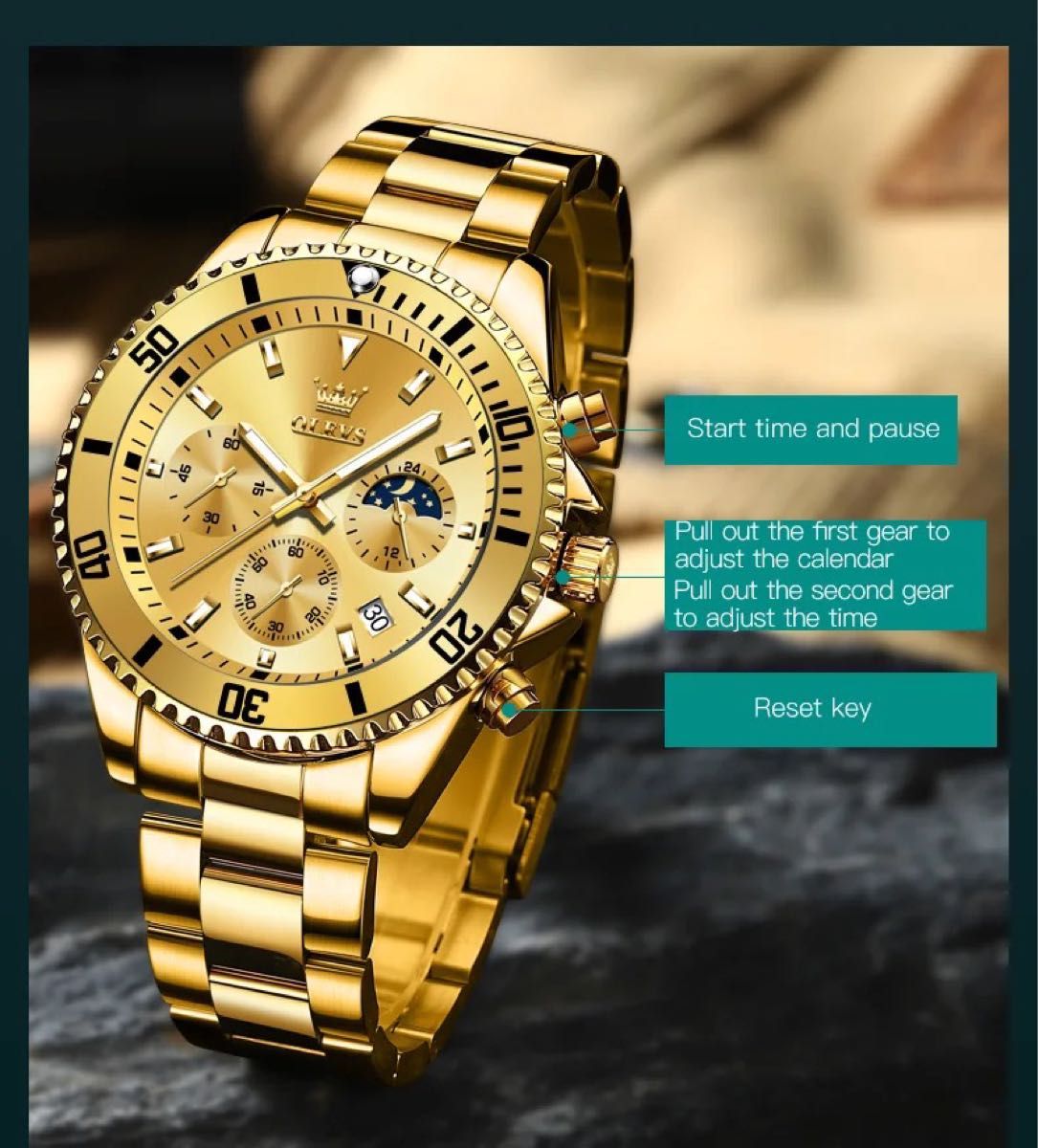 【日本未発売  アメリカ価格20,000円】OLEVS デイトナオマージュ クロノグラフ搭載 高級腕時計 ロレックスオマージュ