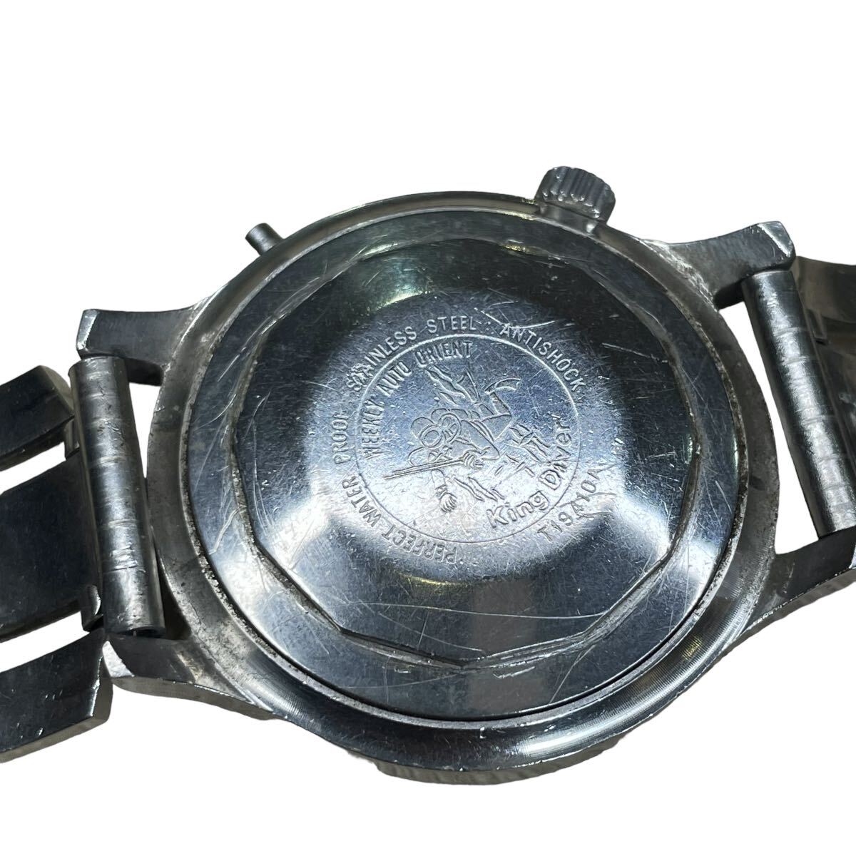 [ Junk ]WEEKLY AUTO ORIENT KING DIVER Orient AT/ self-winding watch King diver T19410 A Date black face men's wristwatch 