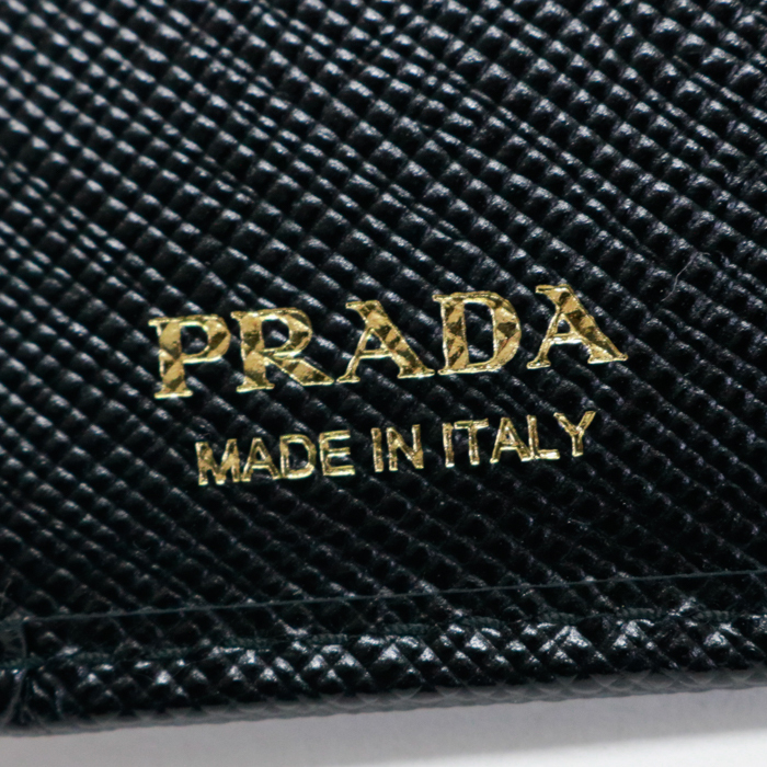 プラダ PRADA ミディアムウォレット サフィアーノ 1ML018 二つ折り財布 ネロ ブラック ゴールド 美品 中古 mba07009_画像10