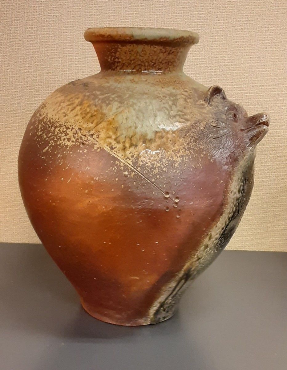 信楽焼タヌキ　 花瓶　 花器　 壺
