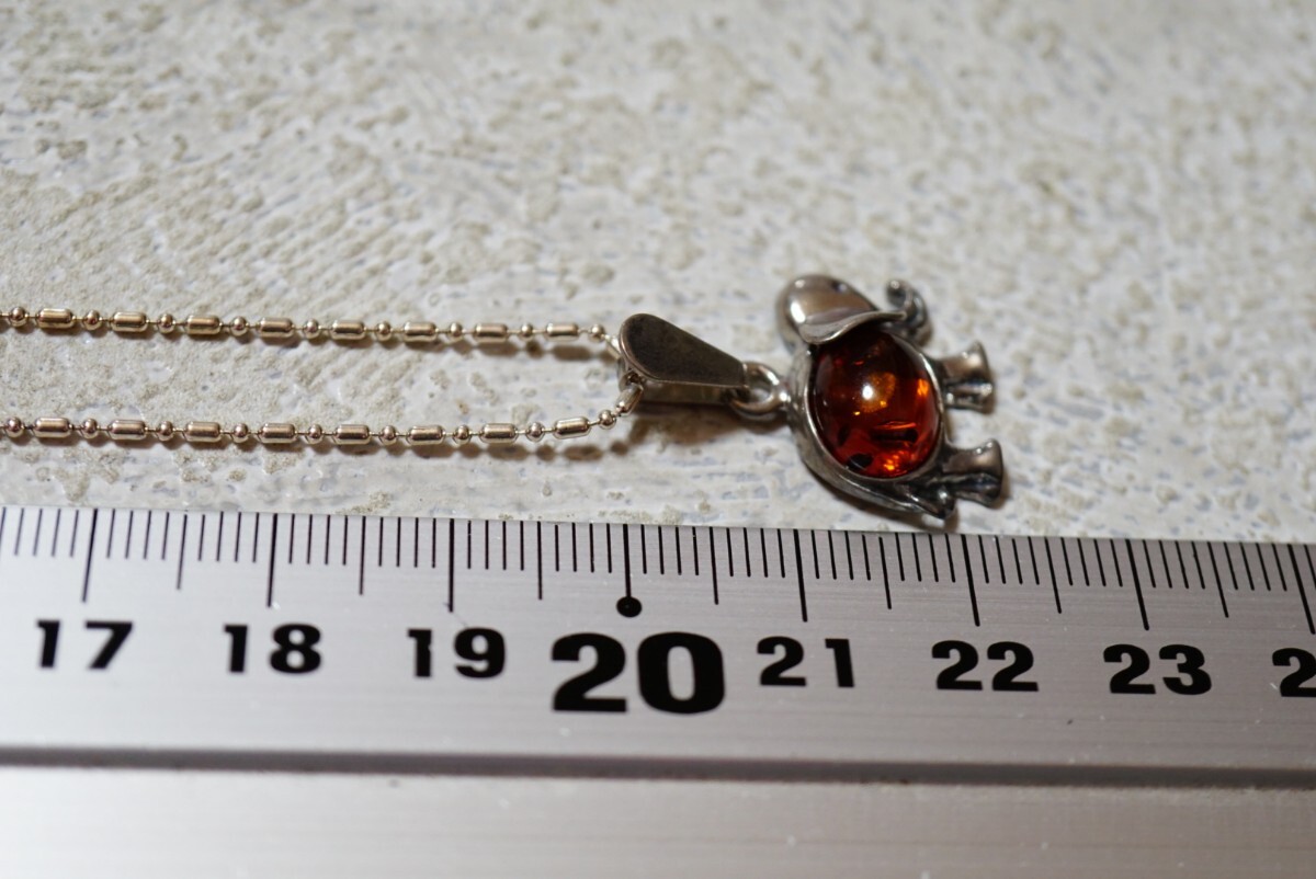 2034 abroad made natural amber pendant necklace Vintage accessory 925 stamp natural stone amber ko Haku color stone antique 