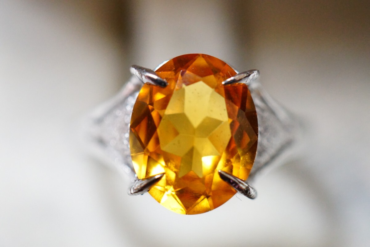 1908 オレンジサファイア リング 指輪 ヴィンテージ アクセサリー SILVER刻印 アンティーク 色石 宝石 カラーストーン 装飾品の画像1