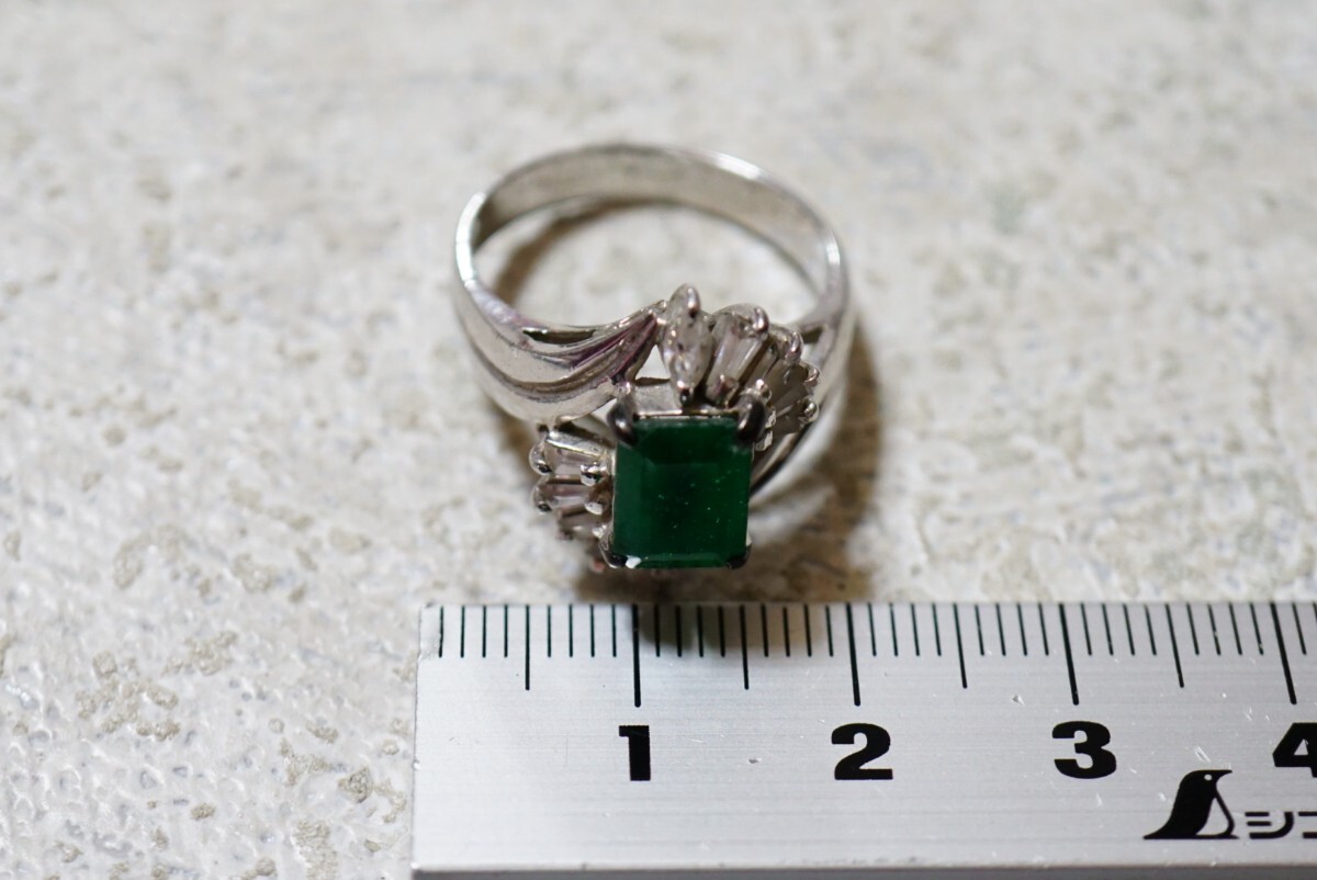 139 緑石 リング 指輪 ヴィンテージ アクセサリー SILVER刻印 アンティーク 色石 宝石 カラーストーン 装飾品の画像5