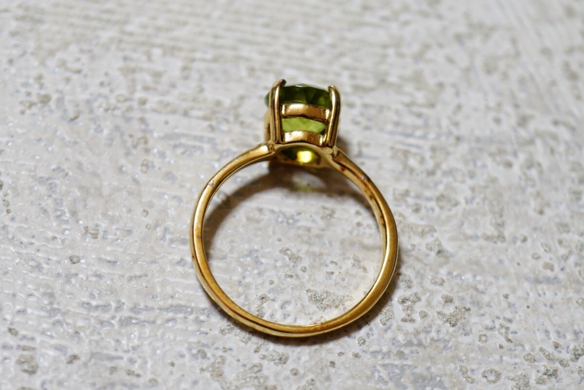 133 合成石 ゴールドカラー リング 指輪 ヴィンテージ アクセサリー SILVER 925刻印 アンティーク 色石 宝石 カラーストーン 装飾品の画像2