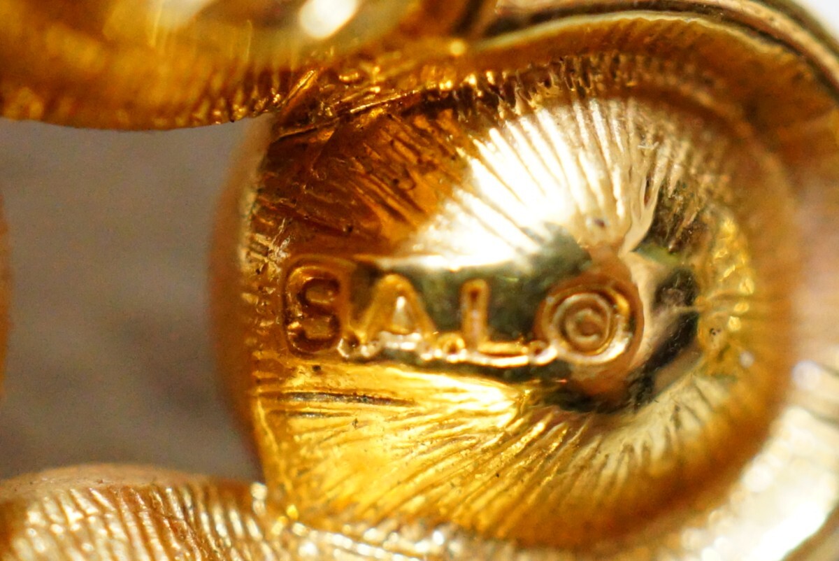 66 S.A.L. スワロフスキー ゴールドカラー イヤリング ヴィンテージ アクセサリー アンティーク 耳飾り 装飾品の画像3