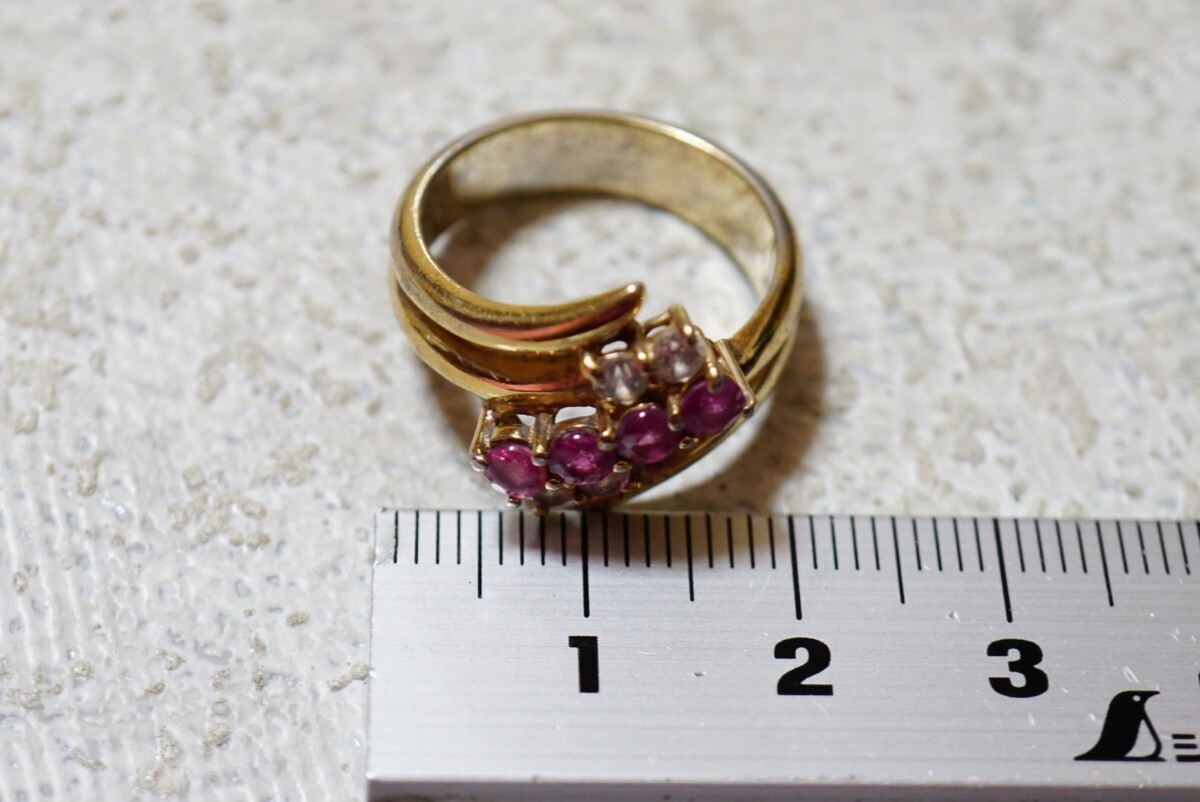 230 ルビー ゴールドカラー リング 指輪 ヴィンテージ アクセサリー SILVER 925刻印 アンティーク 色石 宝石 カラーストーン 装飾品の画像5