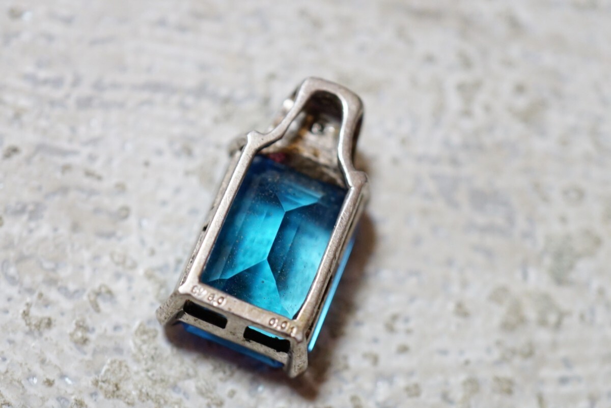 535 blues pi flannel natural diamond pendant necklace Vintage accessory SILVER stamp gem color stone color stone ornament 