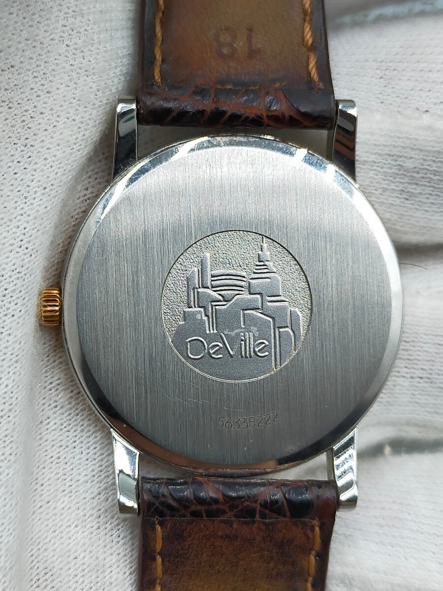 □OMEGA De Ville クォーツ 腕時計 ゴールド 白文字盤 レザーベルト オメガ デビル_画像2