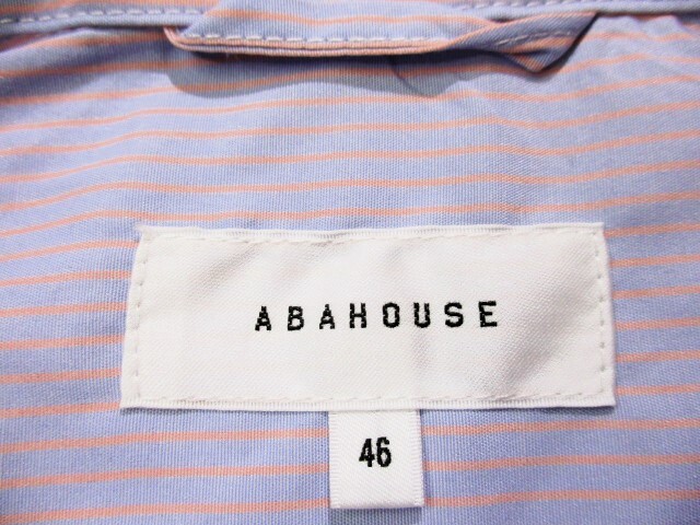 ◆ABAHOUSE アバハウス◆半袖 オーバーサイズ ポリ・レーヨン ストライプシャツ:46(M)_画像8