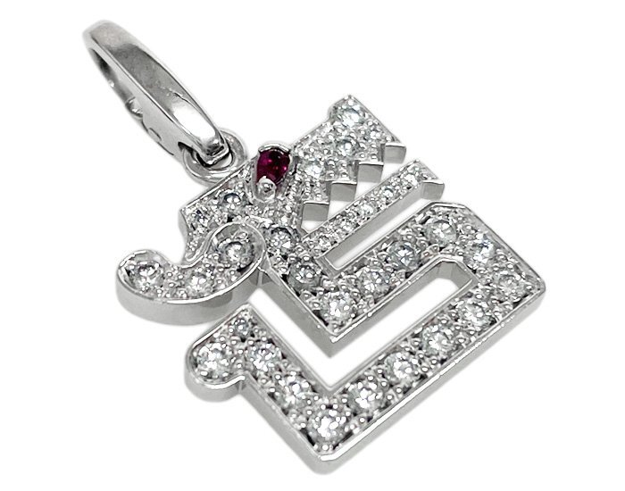 Cartier Cartier Dragon charm pendant top K18WG 750 5.4g white gold pave diamond ruby certificate have new goods finish settled 