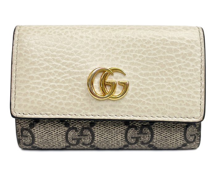 GUCCI グッチ 6連 キーケース 456118・0959 ホワイト×ブラウン GGスプリーム ホワイトレザー ダブルG ゴールド金具 キーホルダー_画像1