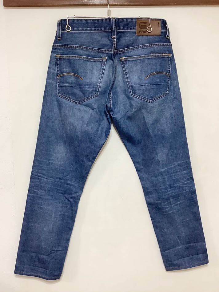 N-1202 G-STAR RAW ジースターロウ 3301 TAPERED デニムパンツ W31 ユーズド加工 テーパード ジーンズ ジーパン _画像2