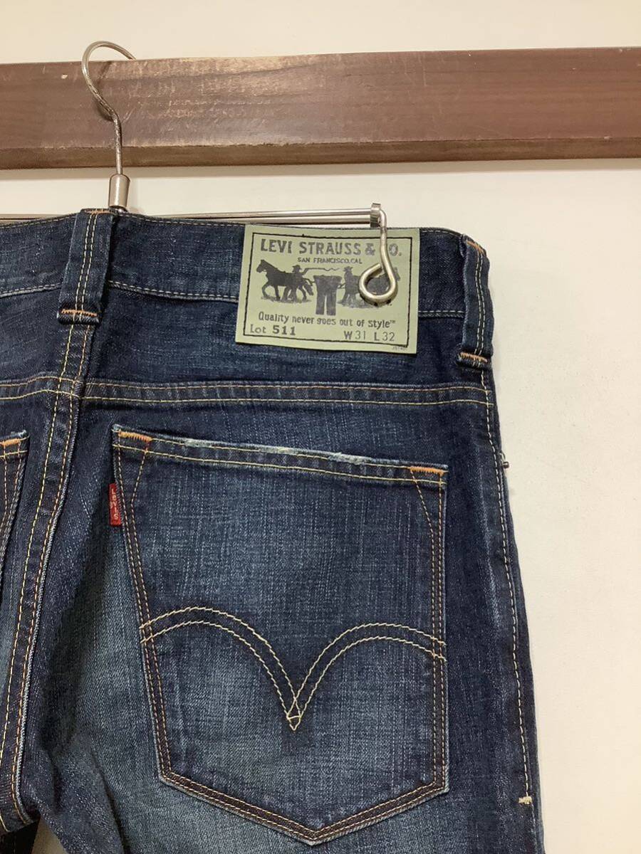 L-1288 Levi's リーバイス 511 デニムパンツ W31 スリム ユーズド加工 ジーンズ ジーパンの画像3