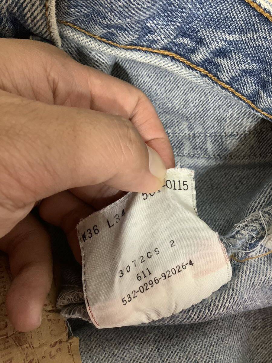 N-1235 USA製 Levi's リーバイス 501 90's ビンテージ デニムパンツ W36 ダメージ ジーパン ジーンズ _画像5