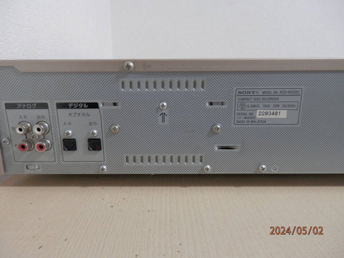 ソニー SONY RCD-W500C CDレコーダー 整備品メンテナンス品 動作確認済み リモコン付です。の画像4
