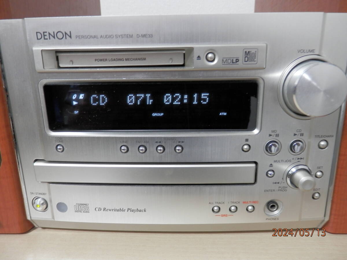 DENON デノン D-ME33 SC-ME33 CD/MDシステムコンポ メンテナンス 動作確認済みリモコン付です_CD読み込み＆再生OKです。