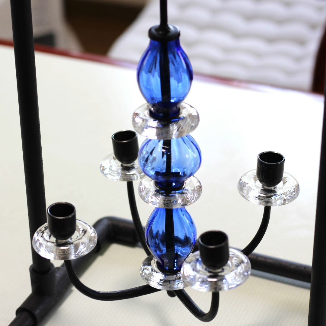 Murano ムラノ 金彩 蓋付き 水色 レース 水差し ピッチャー MURANO】ITALY☆ムラノ 金彩 ピンク レース ライン 水差し