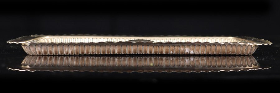 魁◆本物保証 英国製 1800年代 アンティーク 純銀製 スターリングシルバー トレイ 27×19㎝ 重量230g_画像8