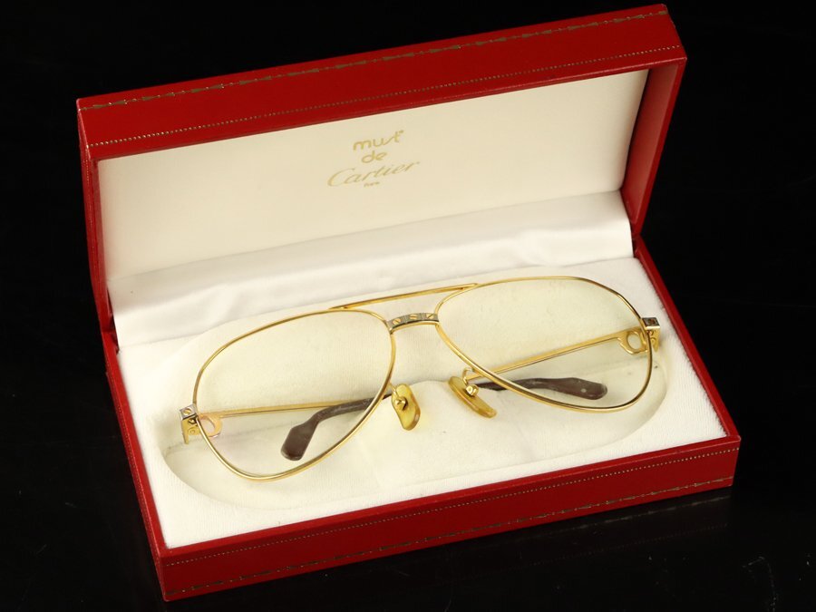 .* genuine article guarantee top class Cartier Cartier sun tos glasses glasses frame Teardrop sunglasses gold trim GOLD France made . ornament goods 